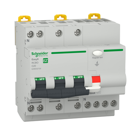 Siguranta automata tetrapolara diferentiala 4P/AC 20A/0,03MA RCBO