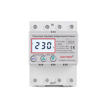 Releu TRIFAZIC siguranta digitala de protectie tensiune 380V 1- 50A STVP-936-50A recuperare automata