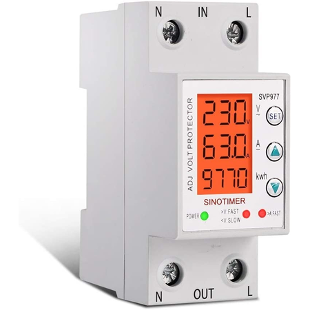 Releu siguranta digitala de protectie tensiune programabil intre 1-63A 220V recuperare automata SVP-977