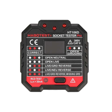 Tester priza Pyramida cu afisaj si indicator LED 230VAC izolatie dubla certificat CE HT106D