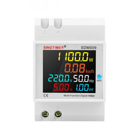 Contor monofazat de energie electrica 40-300V 100A display led functie resetare iluminat SDM009-220