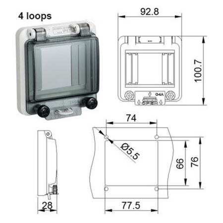 IP67 Usa vizitare tablou electric GB4208 – 4module (fumurie)