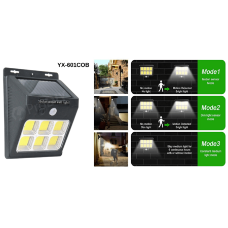 Lampa perete solara cu senzor COB – YX-601COB (4xCOB led)