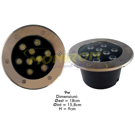 Spot Led pavaj 9w/6400k – 180mm (int 158mm) IP65