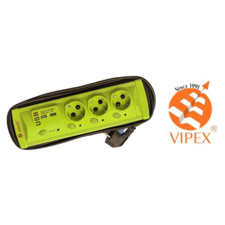 Vipex 43037 Prel suco (3×1,0mm) 3p 3m USB intrerupator