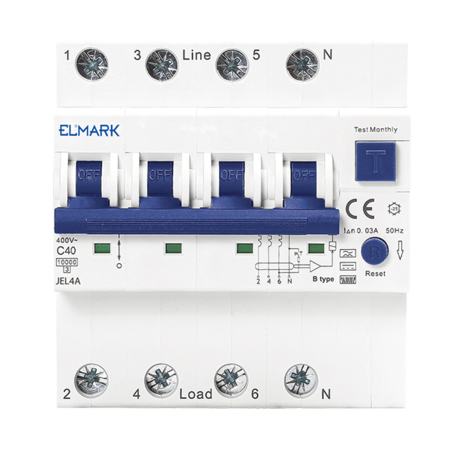 INTRERUPATOR DIFERENTIAL RCBO ELECTRONIC JEL4A 6kA 4P 10A/300mA