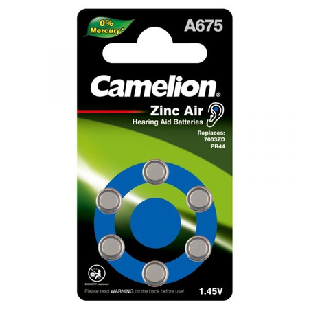 Baterii aparat auditiv Zinc-Aer 675 PR44, 6 Buc. Camelion