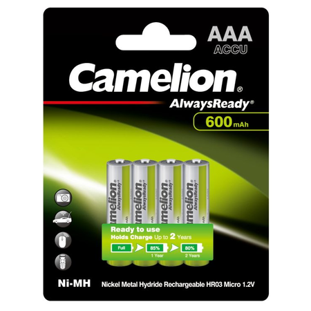 Camelion Acumulatori 600mAh Preincarcati 1.2V Ni-MH AAA R3 B4 Solar