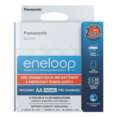 Incarcator Eneloop cu USB si booster, BQ-CC87USB