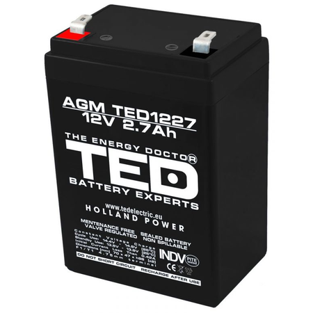Acumulator 12V 2.7Ah F1, AGM VRLA, TED Electric TED003119