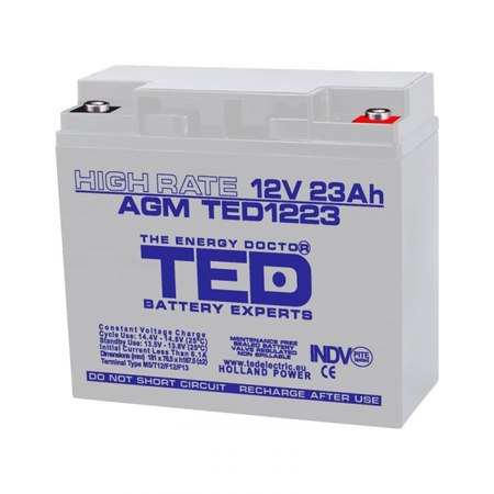 Acumulator 12V 23Ah High Rate M5, AGM VRLA, TED Electric TED003362