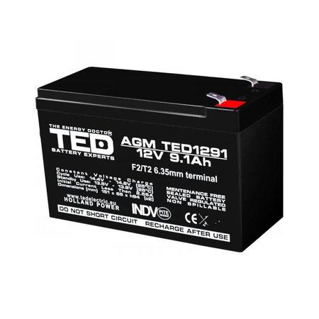 Acumulator 12V 9.1Ah F2, AGM VRLA, TED Electric TED003263