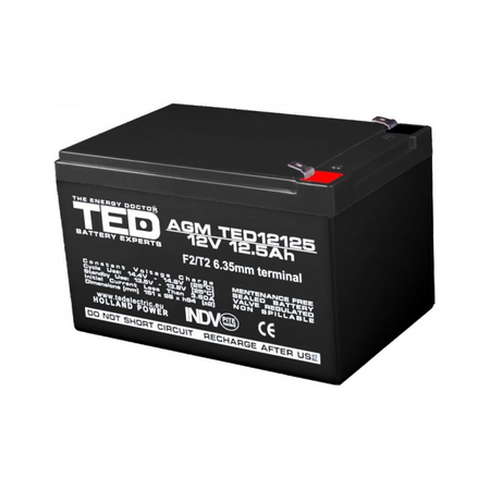 Acumulator 12V 12.5Ah F2, AGM VRLA, TED Electric TED002754