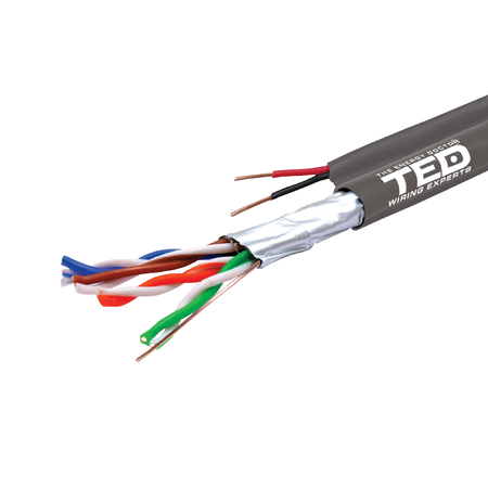 Cablu FTP Cat. 5e CU + 2 fire alimentare CU 0.75mm, rola 305m, TED