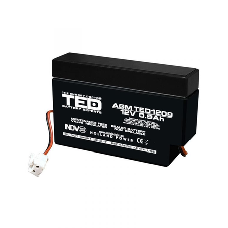 Acumulator 12V 0.9Ah cu fir AGM VRLA, TED Electric TED003058