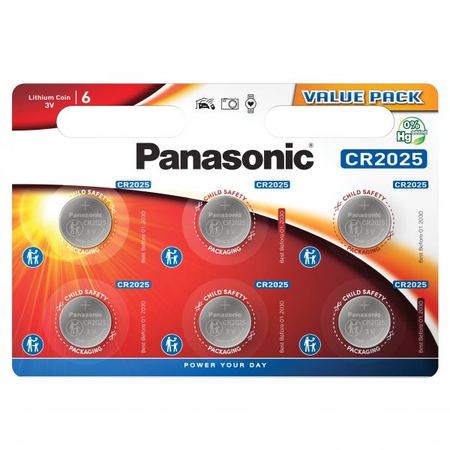 Baterii litiu 3V CR2025 125mAh, 6 Buc. Panasonic