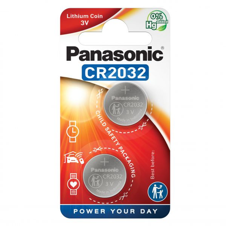 Baterii litiu 3V CR2032 220mAh, 2 Buc. Panasonic