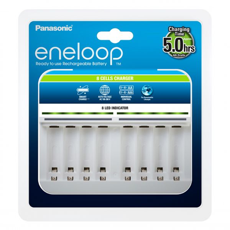 Incarcator Eneloop ECO cu display, 8 canale cu incarcare individuala, BQ-CC63E