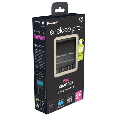 Incarcator Eneloop Professional ECO LCD si USB, 4 canale de incarcare cu incarcare individuala, BQ-CC65E