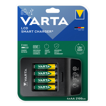 Incarcator acumulatori Ni-Mh, include 4 x AA 2100mAh, 57684 Varta