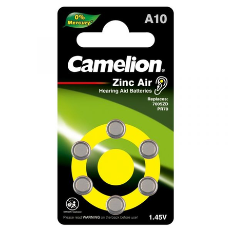 Baterii aparat auditiv Zinc-Aer 10 PR71, 6 Buc. Camelion