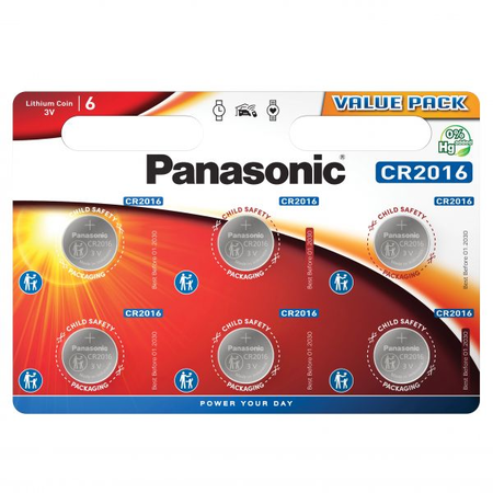 Baterii litiu 3V CR2016 90mAh, 6 Buc. Panasonic