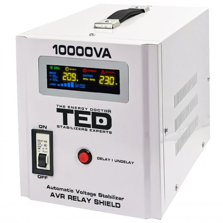 Stabilizator tensiune 10KVA 6KW, AVR cu LCD, TED