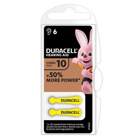 Baterii aparat auditiv Zinc-Aer 10 PR71, 6 Buc. Duracell