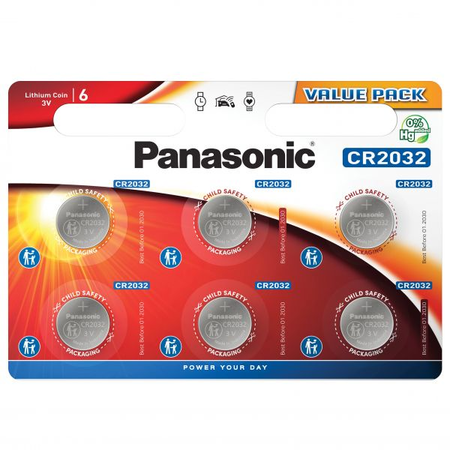 Baterii litiu 3V CR2032 220mAh, 6 Buc. Panasonic