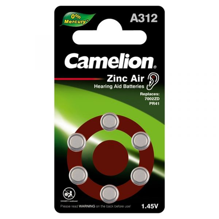 Baterii aparat auditiv Zinc-Aer 312 PR41, 6 Buc. Camelion