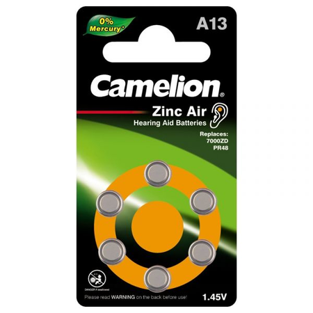 Baterii aparat auditiv Zinc-Aer 13 PR48, 6 Buc. Camelion