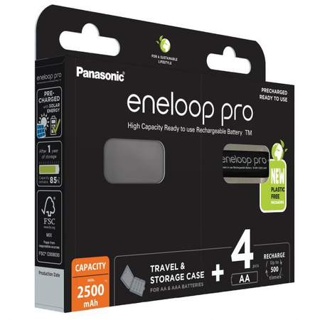 Eneloop Acumulatori Ni-Mh 1.2V AA R6 2500mAh PRO si Carcasa BK-3HCDEC4BE B4