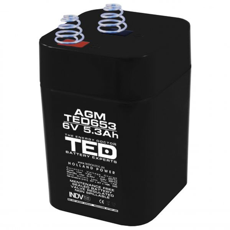 Acumulator 4R25 6V 5.3Ah, cu arcuri AGM VRLA, TED Electric TED002952