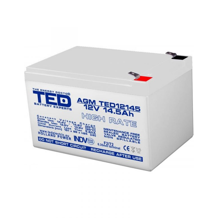 Acumulator 12V 14.5Ah High Rate F2, AGM VRLA, TED Electric TED002792