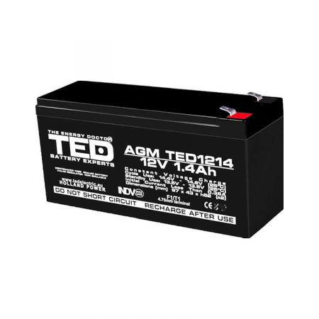 Acumulator 12V 1.4Ah F1, AGM VRLA, TED Electric TED002716