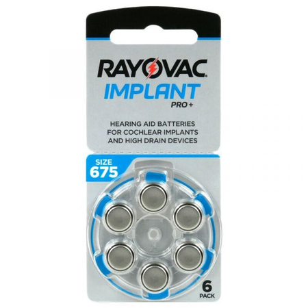 Baterii aparat auditiv Zinc-Aer 675 PR44, 6 Buc. Implant PRO Rayovac