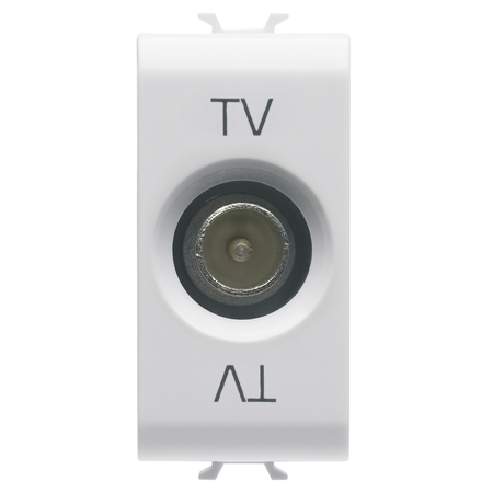 PRIZA TV COAXIALA, ECRANARE CLASA A - CONECTOR TATA IEC 9,5 mm - DIRECT - 1 MODUL - ALB LUCIOS - ANTIBACTERIAN - CHORUSMART