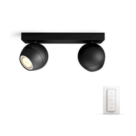 Spot aplicat dublu Philips HUE Buckram Negru bec LED intrerupator dimabil inclus