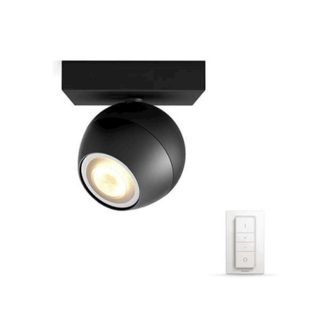 Spot aplicat Philips HUE Buckram Negru bec LED intrerupator dimabil inclus