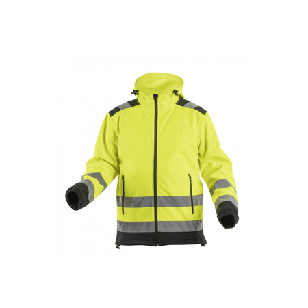 Sacou de avertizare argen softshell cu o capota galbena XL