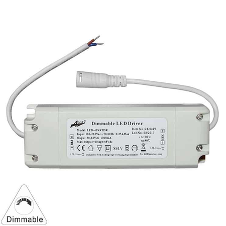 Driver dimabil pentru panel LED cu h 9mm COD 42W intrare:100-240VAC / iesire:27-40VDC 1000mA