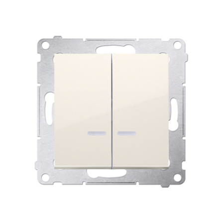 Comutator cu led pentru versiunea IP44 (modul) 16A, 250V~, borne cu surub; crem *Echipat cu garnitura de etansare sub clapeta