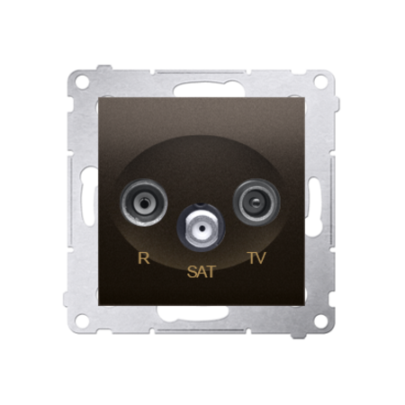 Priza R-TV-SAT de trecere R11dB TV-SAT 10dB, maron mat metalic