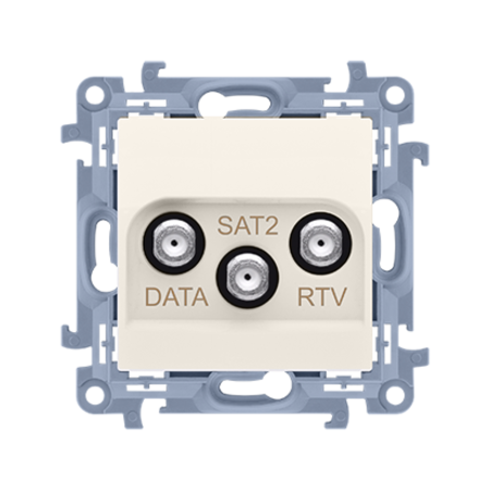 Priza RTV-DATA-SAT terminala, crem