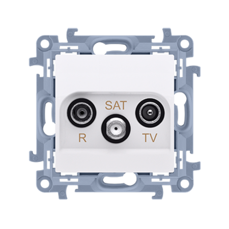 Priza RTV-SAT trecere,aten. R- 12dB, TV- 10dB, SAT -8 dB, alb