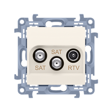 Priza RTV-SAT-SAT, aten. SAT 1-0.5dB,SAT 2-1.5 dB, RTV-0.5 dB, crem