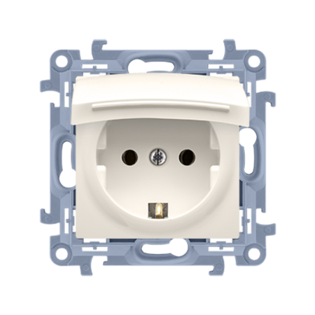 Priza Schuko IP44 cu garnitura de etansare si obturatoare de protectie, capac crem 16 A, 250V~, crem, borne cu surub