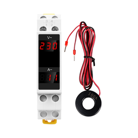 Voltmetru si ampermetru digital monofazic Sinotimer pentru sina tablou DIN, SDM011VA