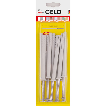 CELO Blister Nail plug NP 8-120 pre-assembled, SB countersunk plug cu countersunk surub (PZ3), zincat