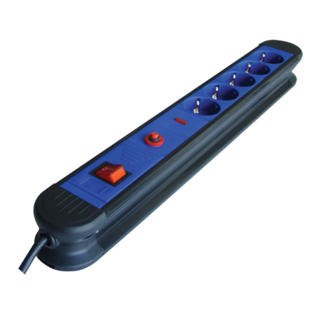 Prelungitor 5 prize Schuko cu protectie suprasarcina si supratensiune, intrerupator, cablu 3m H05VV-F HKTM5-3M